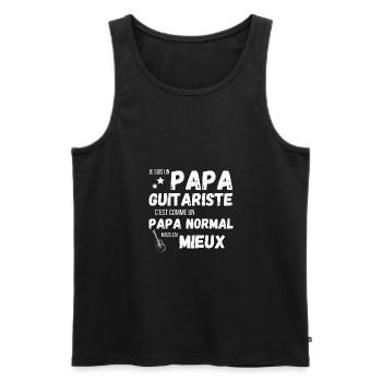 Un papa guitariste c'est comme un papa norma - Débardeur bio Premium Homme - noir - Devant - Michal (187cm)