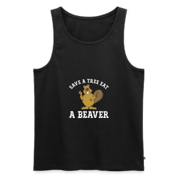 Save a Tree Eat a Beaver - Men's Premium Organic Tank Top - black - Front - AI Model Male 178 light (178cm)