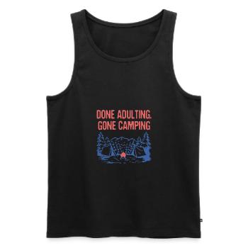 Done Adulting Gone Camping Funny Employee Humor - Men's Premium Organic Tank Top - black - Front - AI Model Male 178 light (178cm)