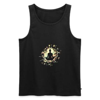 Yoga Méditation Couleur Splash - Débardeur bio Premium Homme - noir - Devant - Michal (187cm)