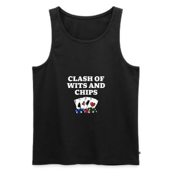 Clash of Wits et Chips Poker Contest Poker - Débardeur bio Premium Homme - noir - Devant - AI Model Male 178 light (178cm)