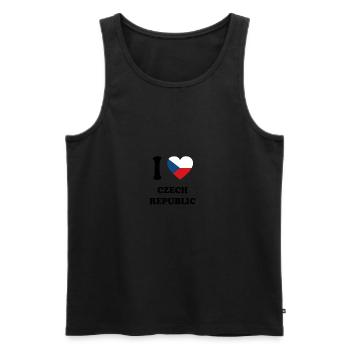 j'aime pays d'origine, présente REPUBLIQUE TCHEQUE - Débardeur bio Premium Homme - noir - Devant - AI Model Male 178 light (178cm)
