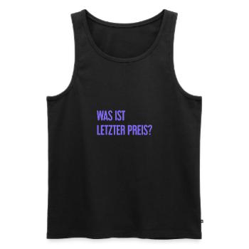 Was ist letzter Preis? - Männer Premium Bio Tank Top - Schwarz - Vorne - AI Model Male 178 light (178cm)