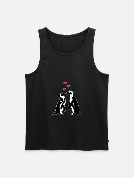 Verliebte Pinguine - Männer Premium Bio Tank Top - Schwarz