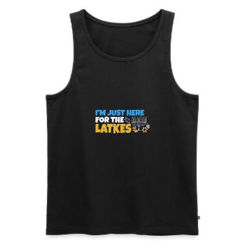 Jewish Costume I'm Just Here for the Latkes Happy - Men's Premium Organic Tank Top - black - Front - AI Model Male 178 light (178cm)