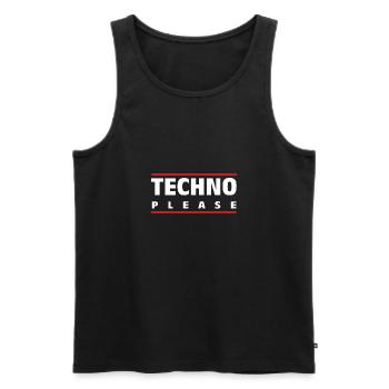 Techno Please - Musique électro - Batterie et basse - Débardeur bio Premium Homme - noir - Devant - AI Model Male 178 light (178cm)