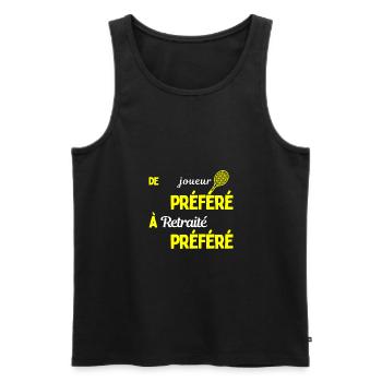 Retrait tennis- Idee de cadeau pour fan de tennis - Débardeur bio Premium Homme - noir - Devant - Michal (187cm)