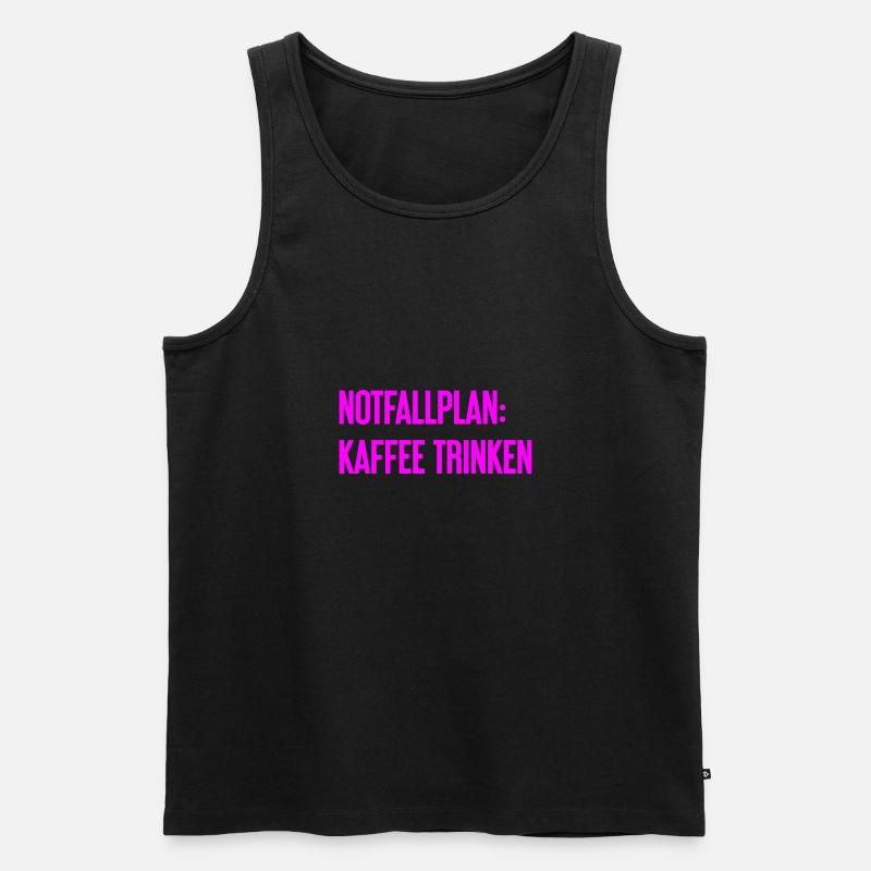 Kaffee-Notfallplan - Männer Premium Bio Tank Top - Schwarz