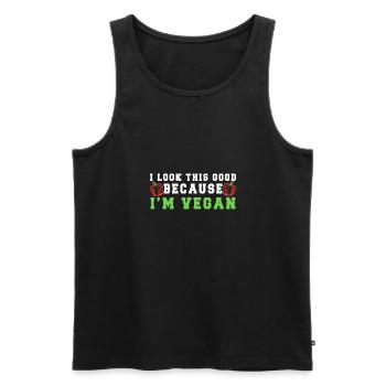 Vegan Fleischlos Tierlieb & Veganer - Männer Premium Bio Tank Top - Schwarz - Vorne - Michal (187cm)