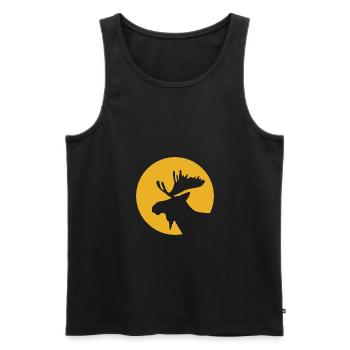 Elch Rentier Mond Silhouette Geschenk - Männer Premium Bio Tank Top - Schwarz - Vorne - Michal (187cm)