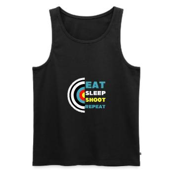 Eat Sleep Shoot Bowman Archer Bow Hunter Target - Men's Premium Organic Tank Top - black - Front - AI Model Male 178 light (178cm)