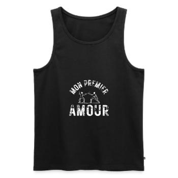 Match escrime premier amour - Débardeur bio Premium Homme - noir - Devant - Michal (187cm)