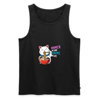 Anime und Ramen Maneki Neko - Otaku-Nudelsuppe - Männer Premium Bio Tank Top - Schwarz - Vorne - Michal (187cm)