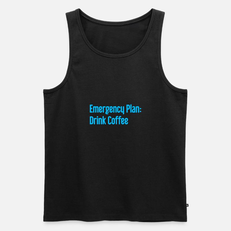 Kaffee-Notfallplan - Männer Premium Bio Tank Top - Schwarz