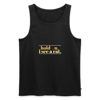 Hold On I See A Cat Cute Black Cat Paw Kitty Cat - Männer Premium Bio Tank Top - Schwarz - Vorne - AI Model Male 178 light (178cm)