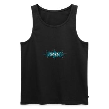 2026 - Men's Premium Organic Tank Top - black - Front - AI Model Male 178 light (178cm)