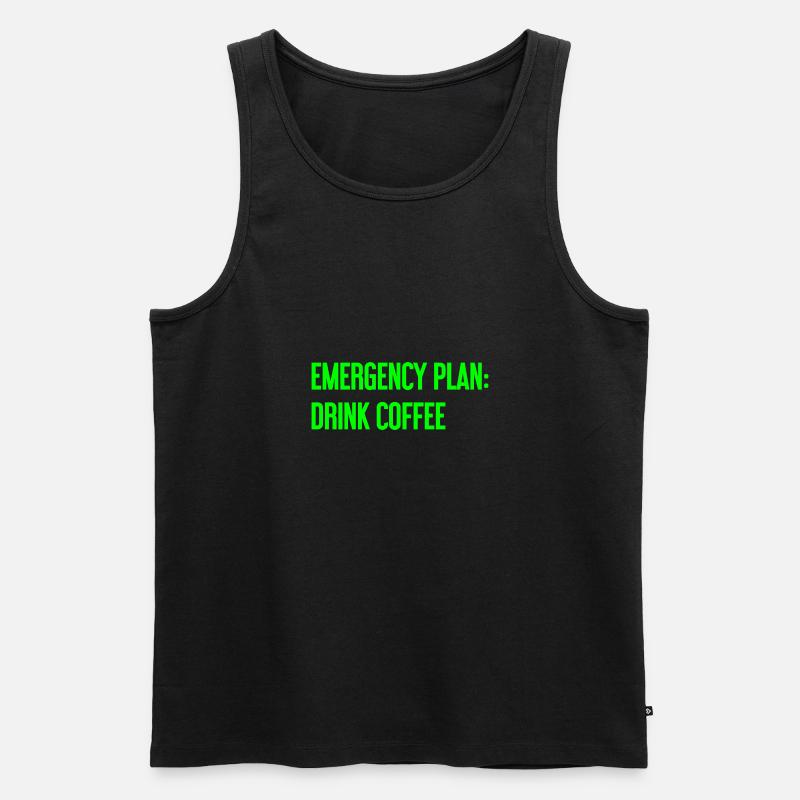 Kaffee-Notfallplan - Männer Premium Bio Tank Top - Schwarz