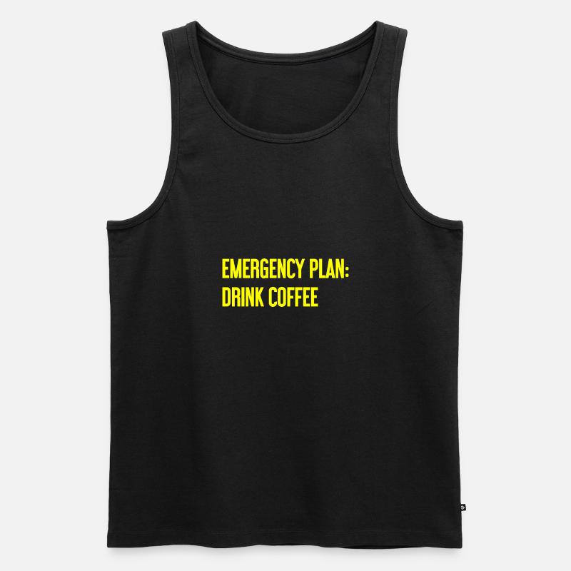 Kaffee-Notfallplan - Männer Premium Bio Tank Top - Schwarz