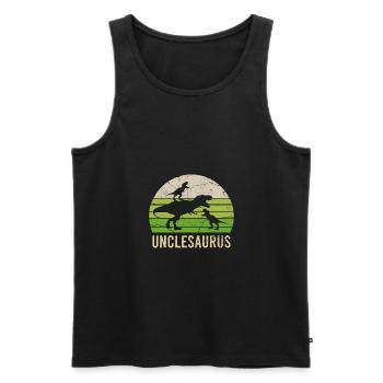 Uncle Dinosaur Daddy 2 Two Kids Unclesaurus - Men's Premium Organic Tank Top - black - Front - AI Model Male 178 light (178cm)