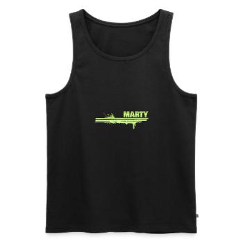 Marty als Farbklecks - Männer Premium Bio Tank Top - Schwarz - Vorne - Michal (187cm)