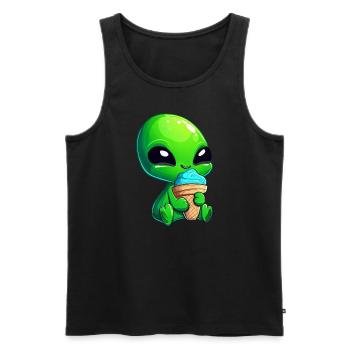 Alien Green Alien Ice Crème glacée molle Crème glacée bleue - Débardeur bio Premium Homme - noir - Devant - AI Model Male 178 light (178cm)