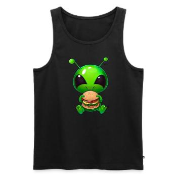 Hungry Alien: Cheeseburger Devourer - Men's Premium Organic Tank Top - black - Front - AI Model Male 178 light (178cm)