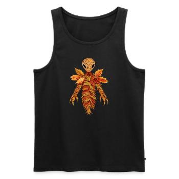Alien de feuilles d’automne - Débardeur bio Premium Homme - noir - Devant - Michal (187cm)