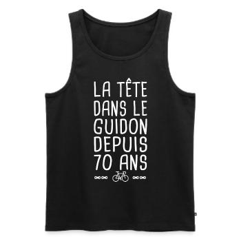 70 ans vélo tête dans le guidon anniversaire 70 - Débardeur bio Premium Homme - noir - Devant - Michal (187cm)