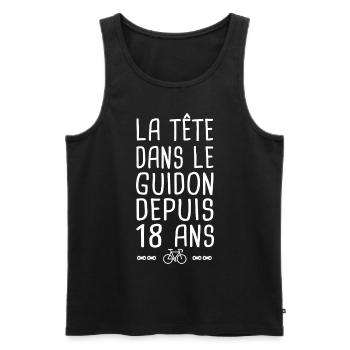 18 ans vélo tête dans le guidon anniversaire 18 - Débardeur bio Premium Homme - noir - Devant - AI Model Male 178 light (178cm)