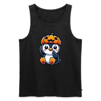 Cute Halloween Penguin Pumpkin Cartoon October - Men's Premium Organic Tank Top - black - Front - Michal (187cm)