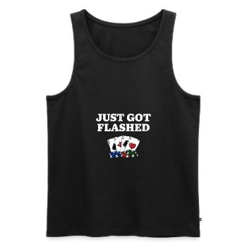 Je viens d’être flashé Gambler Poker Gambling Poker - Débardeur bio Premium Homme - noir - Devant - Michal (187cm)