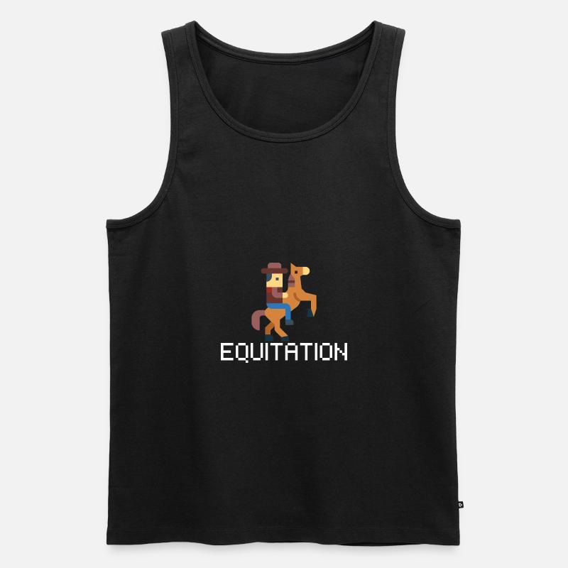 Reiten Pixel- idee Geschenk Reiter - Männer Premium Bio Tank Top - Schwarz