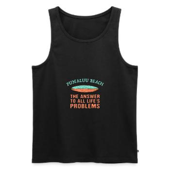 Punaluu Beach Réponse à tous les problèmes de la vie - Débardeur bio Premium Homme - noir - Devant - Michal (187cm)