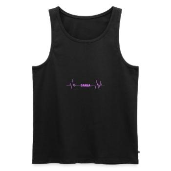 First name Carla - Men's Premium Organic Tank Top - black - Front - AI Model Male 178 light (178cm)
