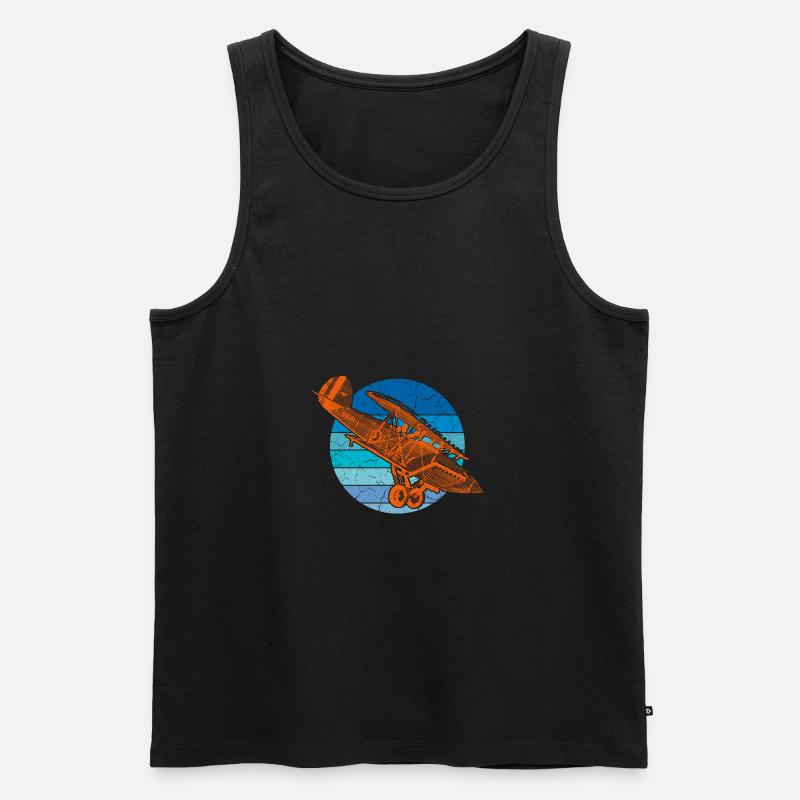 Flugzeug Doppeldecker - Männer Premium Bio Tank Top - Schwarz