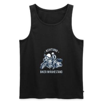 Biker in Ruhestand Motorrad Motorradfahrer Rentner - Männer Premium Bio Tank Top - Schwarz - Vorne - Michal (187cm)