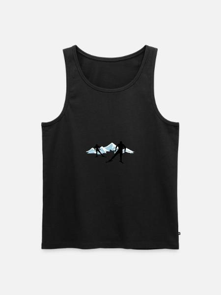 Langläufer und Berge, Langlauf - Männer Premium Bio Tank Top - Schwarz
