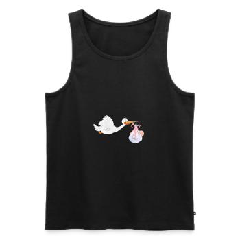 Storch mit Kleinkind - Männer Premium Bio Tank Top - Schwarz - Vorne - Michal (187cm)