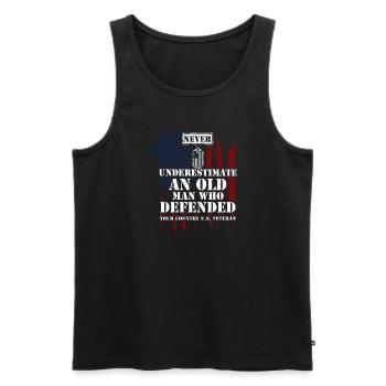 Never Underestimate An Old Man W... - Männer Premium Bio Tank Top - Schwarz - Vorne - Michal (187cm)
