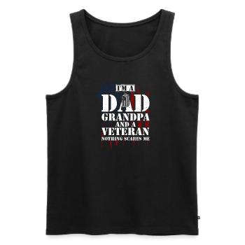 Je suis un papa grand-père et un vétéran... - Débardeur bio Premium Homme - noir - Devant - Michal (187cm)
