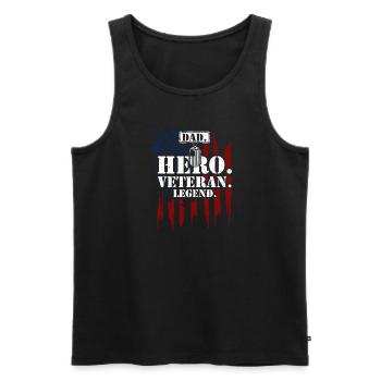 Dad. Hero. Veteran. Laying. - Men's Premium Organic Tank Top - black - Front - AI Model Male 178 light (178cm)