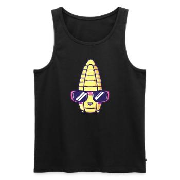 Cooler Mais mit Sonnenbrille - Kawaii Stil - Männer Premium Bio Tank Top - Schwarz - Vorne - AI Model Male 178 light (178cm)