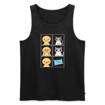 Conception cassée d’oreiller de chat pour les propriétaires de chats - Débardeur bio Premium Homme - noir - Devant - Michal (187cm)