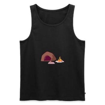 Cave fire stone age primitive man - Men's Premium Organic Tank Top - black - Front - AI Model Male 178 light (178cm)