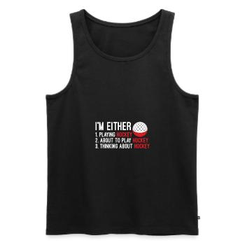 Playing hockey - Men's Premium Organic Tank Top - black - Front - Michal (187cm)