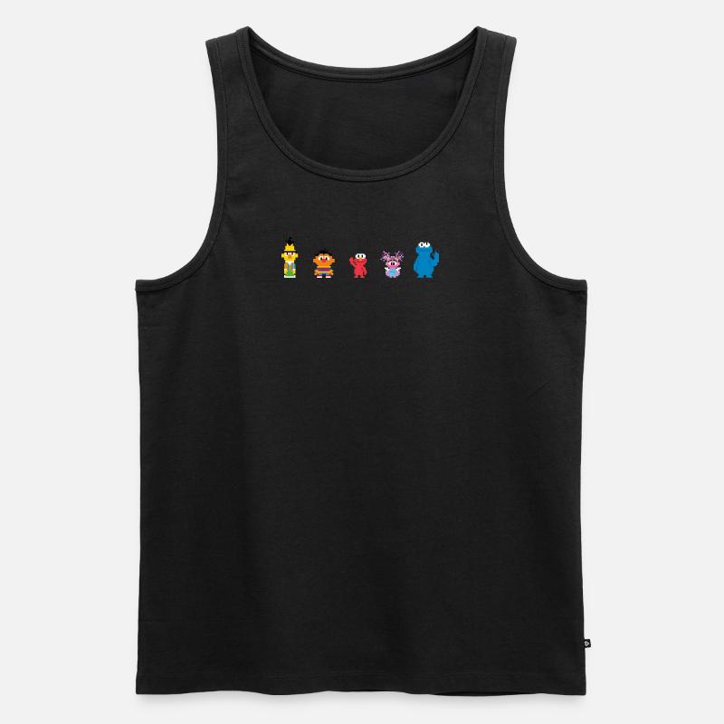 Sesamstraße Pixeldesign Charaktere - Männer Premium Bio Tank Top - Schwarz