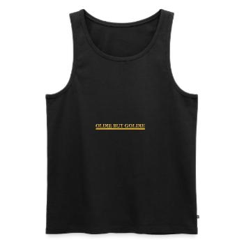 OLDIE BUT GOLDIE Gold Schriftzug - Männer Premium Bio Tank Top - Schwarz - Vorne - AI Model Male 178 light (178cm)