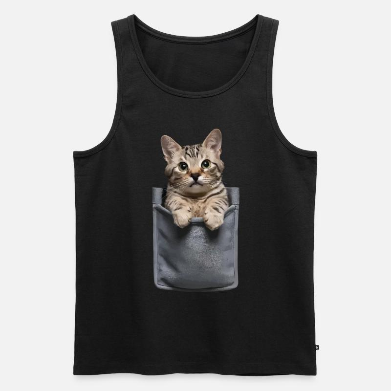 Chartreux-Katze in der Tasche Geschenk - Männer Premium Bio Tank Top - Schwarz