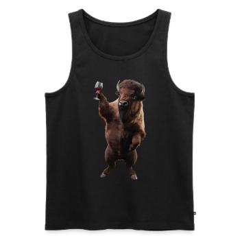 Bison Wein - Männer Premium Bio Tank Top - Schwarz - Vorne - Michal (187cm)