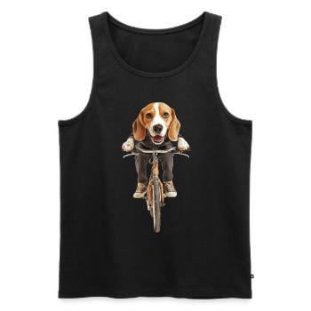 Beagle - Männer Premium Bio Tank Top - Schwarz - Vorne - Michal (187cm)